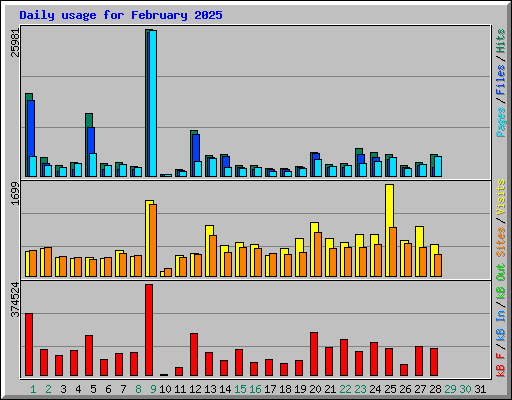 Daily usage for February 2025